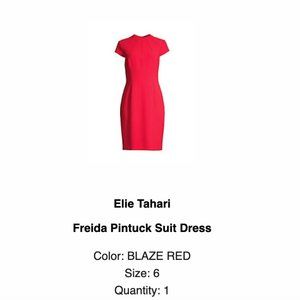 Elie Tahari Freida Pintuck Suit Dress - Size 6 - Worn Once!